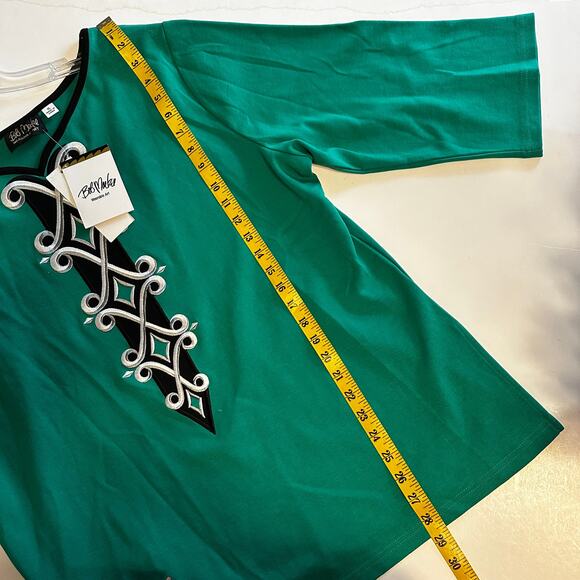 Bob Mackie NEW Top XL Green Embroidered Art To Wear NWT - Picture 10 of 10